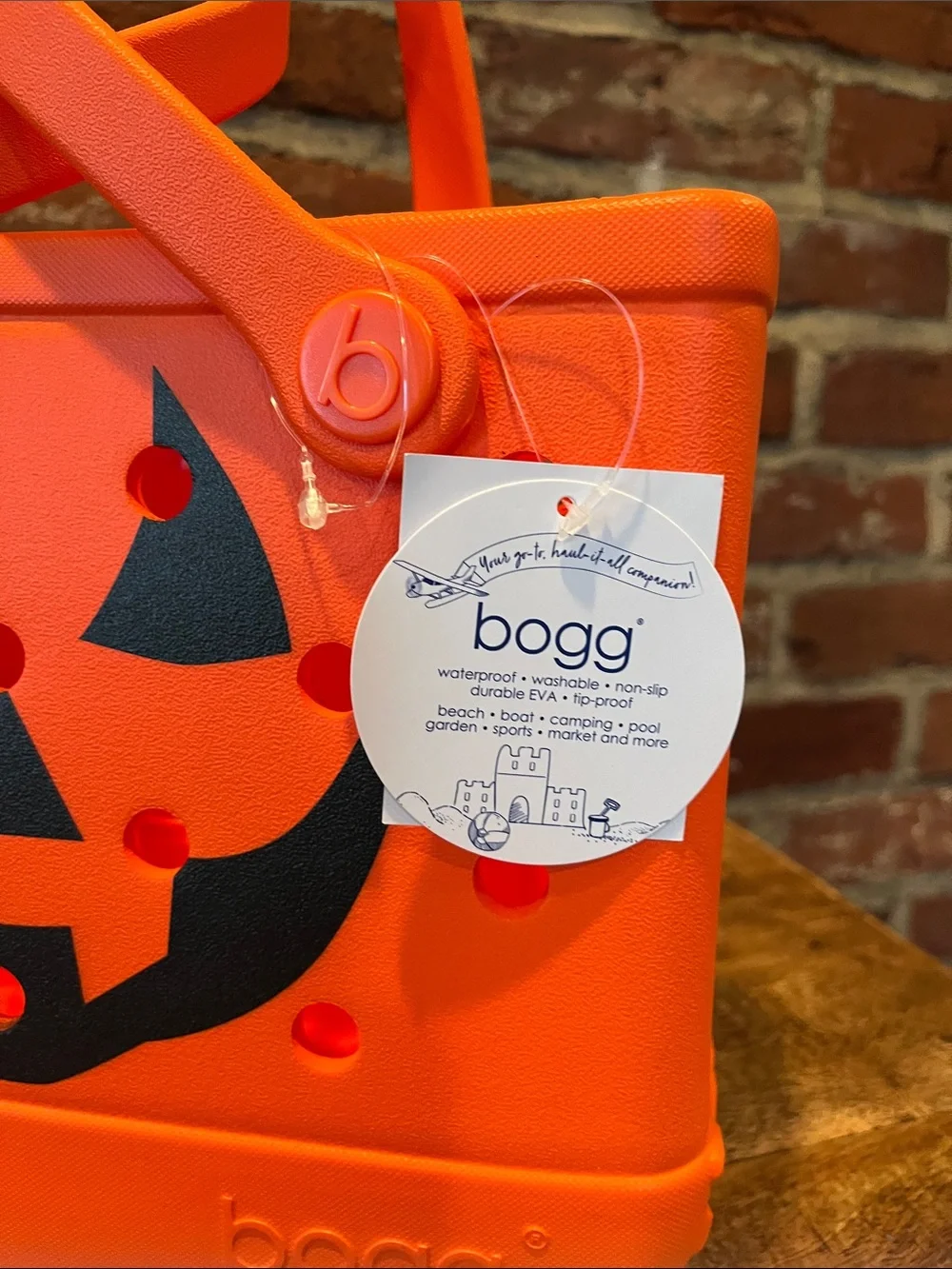 Bogg bitty bag Orange Halloween Jack-O'-Lantern Tote
